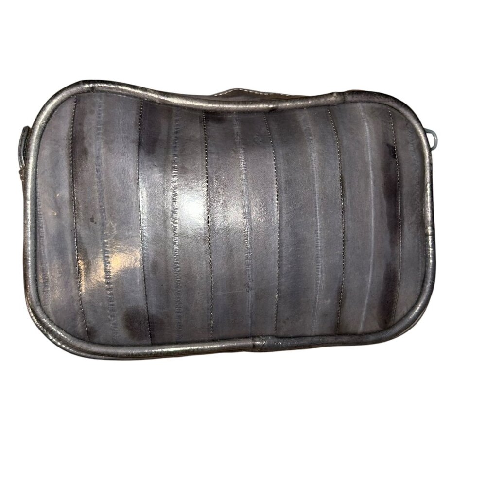 vintage gray eel skin zipper pouch